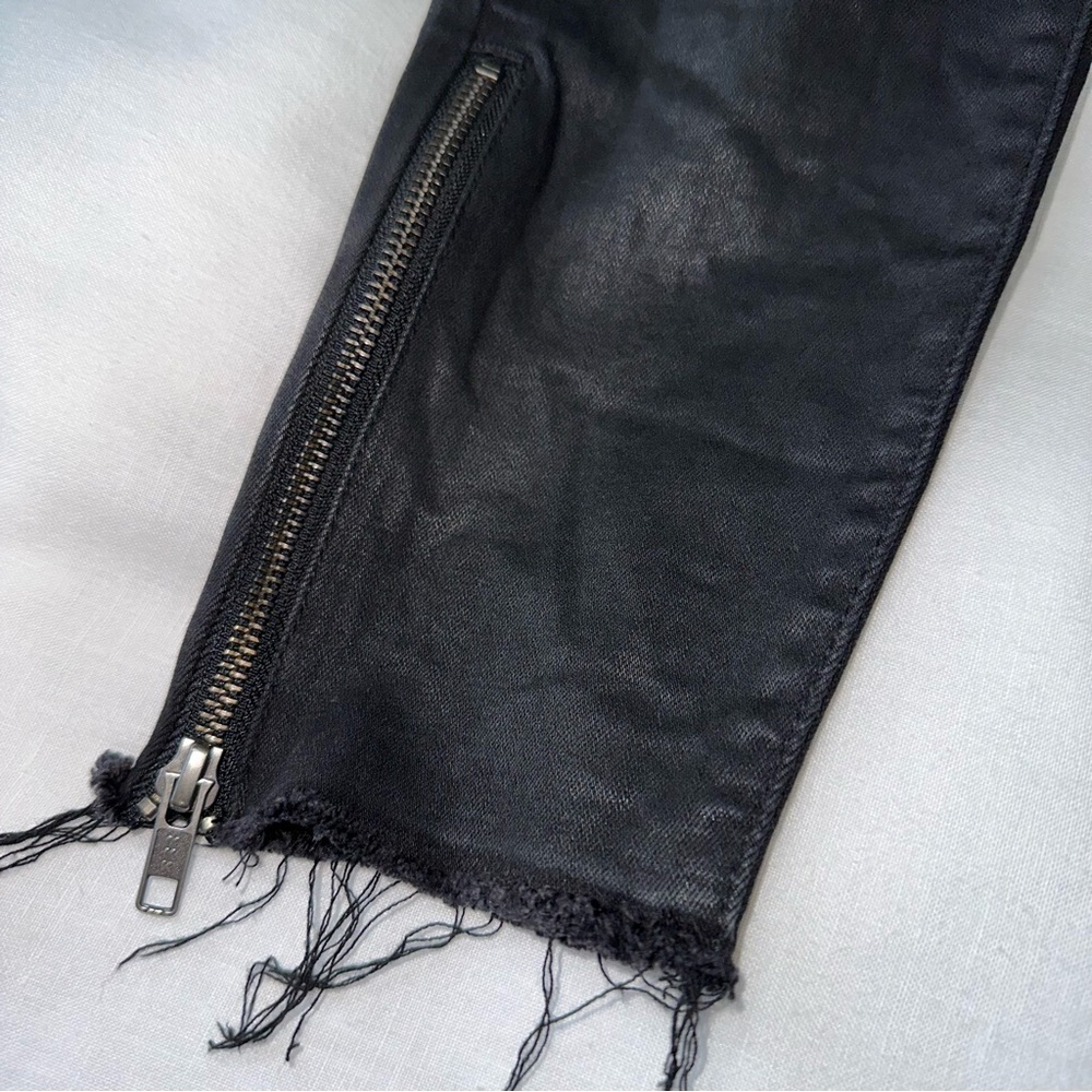 Hidden Jeans Black Coated Straight Leg High Rise Zip Ankle Size 25 NWOT - Picture 4 of 6